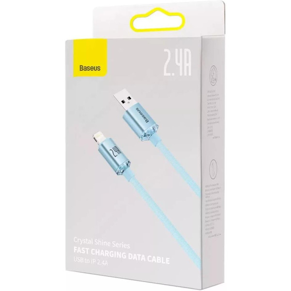 Кабель Baseus Crystal Shine USB Type-A - Lightning (1.2 м, голубой)