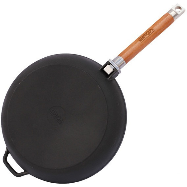 Сковорода чугунная Биол со съемной деревянной ручкой (24 см)