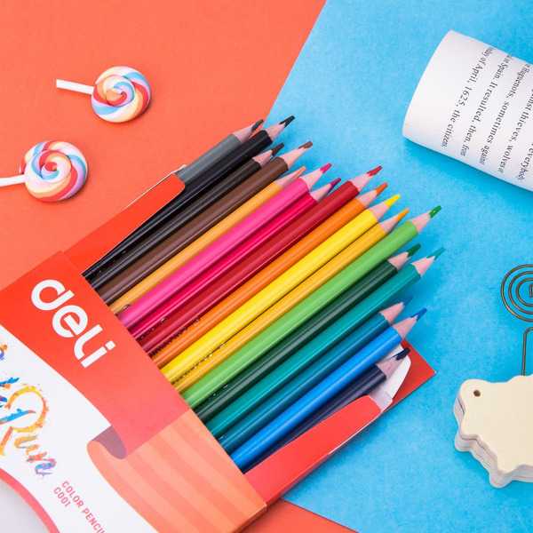 Карандаши цветные пластиковые DELI С00110 18цв. в картонной упаковке