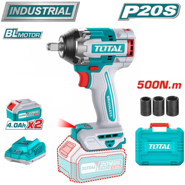 Гайковерт Total TIWLI2050 (с 2-мя АКБ, кейс)