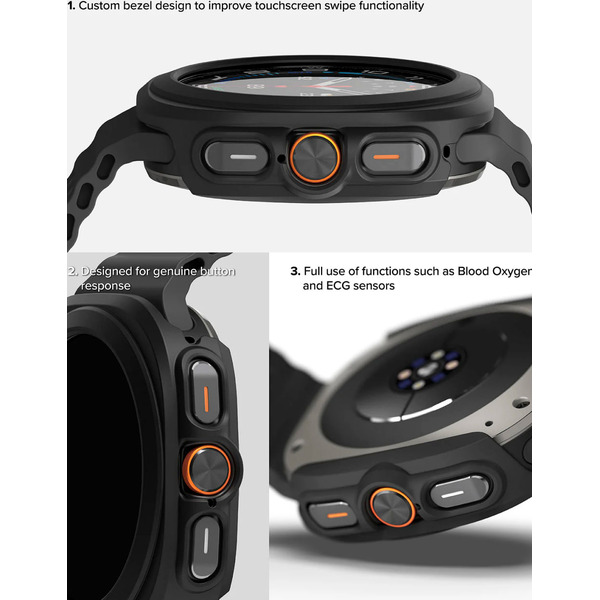 Чехол с защитным стеклом Ringke SLIM+Glass для Galaxy Watch Ultra 47mm 2024/ 2025 MATTE BLACK