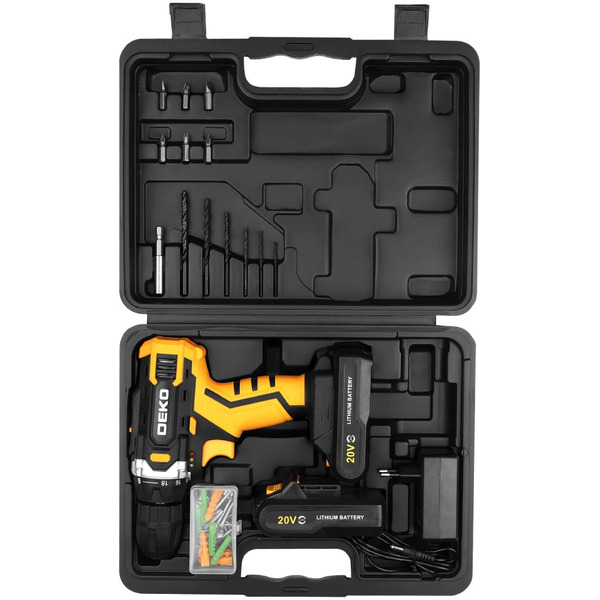 Дрель-шуруповерт аккумуляторная DEKO Banger 20V ONE + SET 63 083-1043 (с 2-мя АКБ, кейс)
