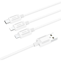 Кабель Hoco X74 USB Type-A - microUSB/USB Type-C/Lightning (1 м, белый)