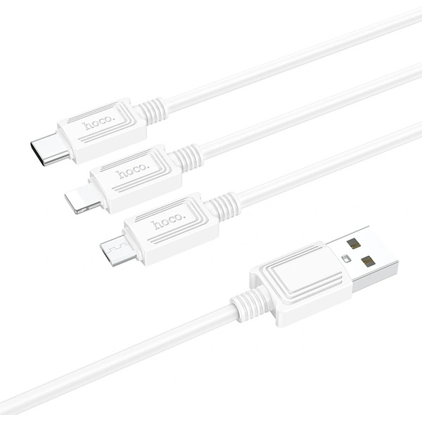Кабель Hoco X74 USB Type-A - microUSB/USB Type-C/Lightning (1 м, белый)