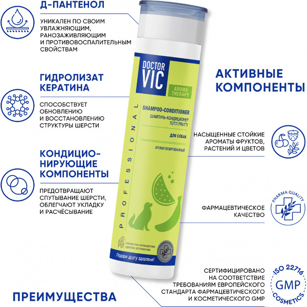 Шампунь для животных Doctor VIC Tutti Frutti для собак (250мл)