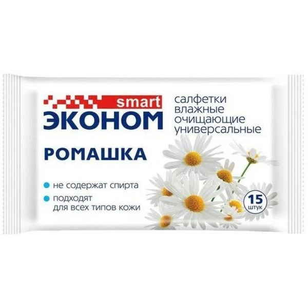 Влажные салфетки универсальные ЭКОНОМ SMART №15 Ромашка (30027)