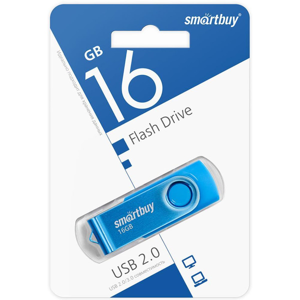 USB флэш-диск 2.0 Smartbuy 016GB Twist Blue (SB016GB2TWB)