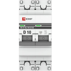 Выключатель автоматический EKF PROxima ВА 47-63 2P 10А (D) 4,5kA