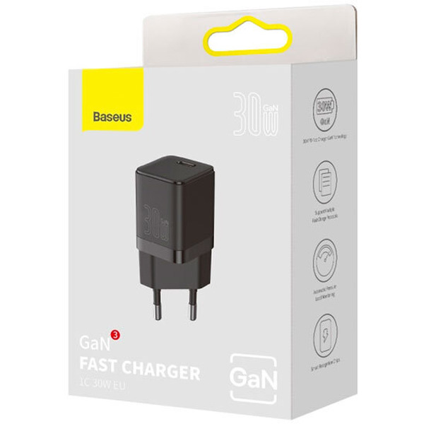 Сетевое зарядное устройство Baseus GaN3 Fast Charger 1C 30W CCGN010101 Black