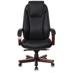 Офисное кресло Бюрократ KE-1023 (темный орех/черная кожа)