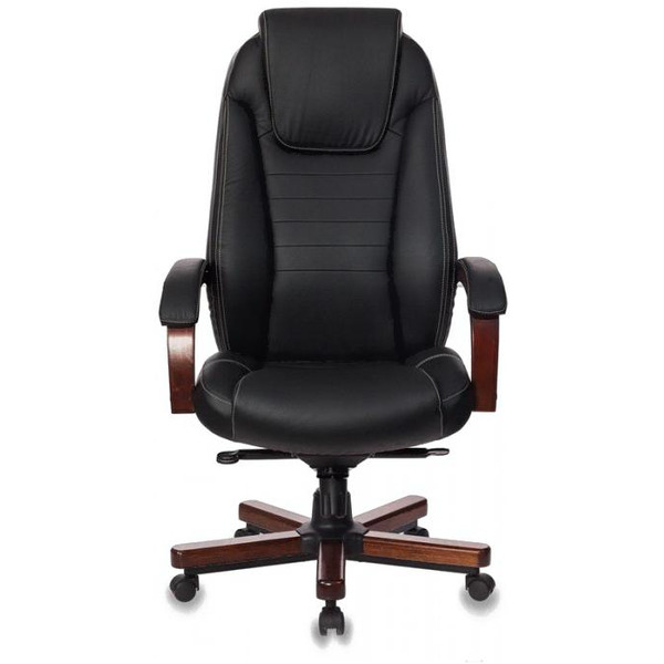 Офисное кресло Бюрократ KE-1023 (темный орех/черная кожа)