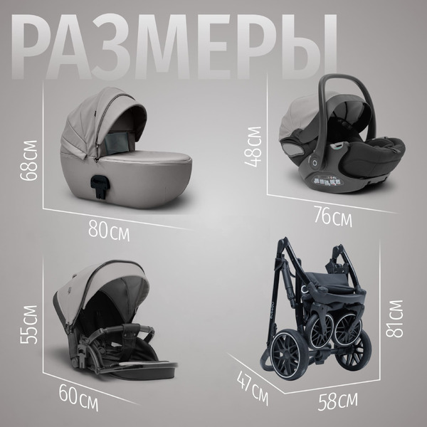 Детская универсальная коляска Bubago Pellegrino 3 в 1 BG 163-2 (серый)