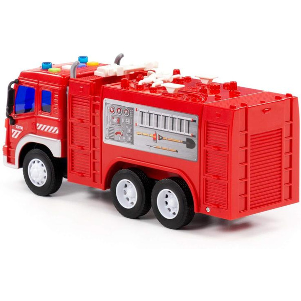 Грузовик Полесье Сити автомобиль-пожарный инерционный 86396 (красный)