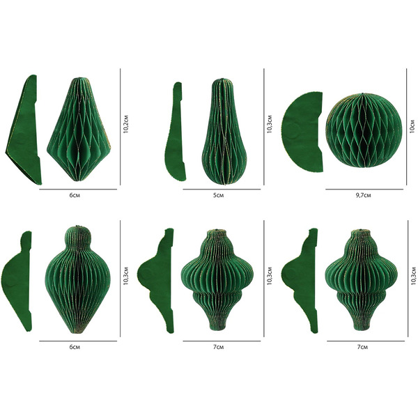 Елочные украшения из бумаги ЗОЛОТАЯ СКАЗКА 592541 (6 шт)