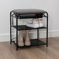 Полка для обуви ЗМИ Гранада 13В НБК с сиденьем и ящиком (черный)