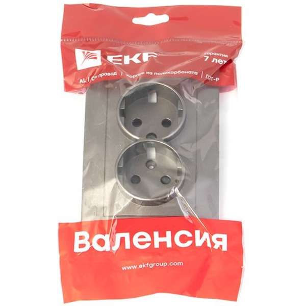 Лицевая панель EKF для двухместной розетки Валенсия 16А (графит)