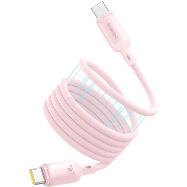 Кабель Baseus PicoGo Magnetic Liquid Silicone Fast Charging Cable USB-C to USB-C (1м, розовый)