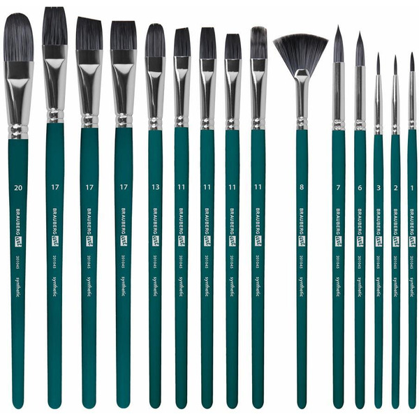 Набор кистей BRAUBERG ART DEBUT 201045 (15 шт+мастихин и художественная губка)