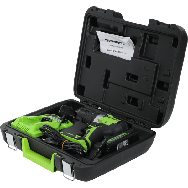 Ударная дрель-шуруповерт Greenworks GD24DD60K2 3704107UA
