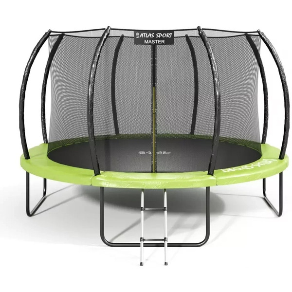 Батут пружинный ATLAS SPORT 374 см - 12ft Master (с лестницей, зеленый)