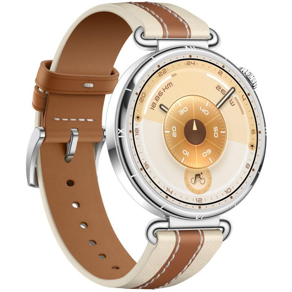 Смарт-часы HUAWEI Watch GT 6 41mm (KSU-B19) серебристый, с коричневым кожаным ремешком