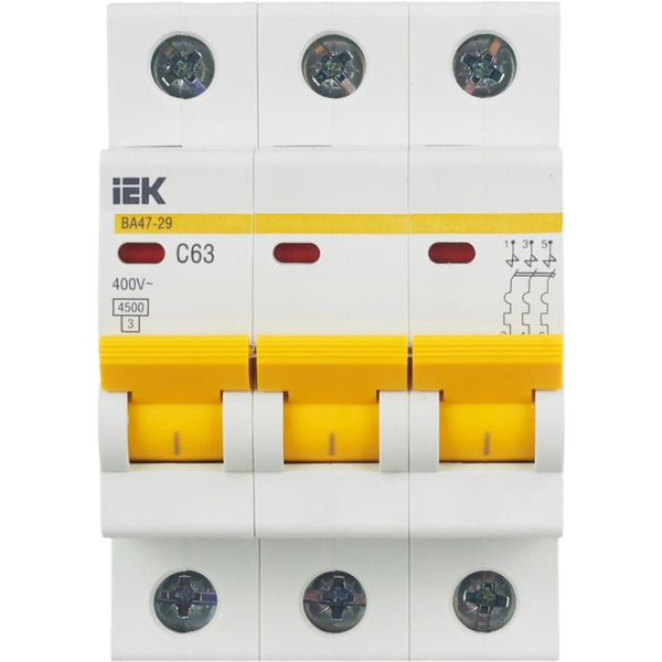 Выключатель автоматический IEK ВА 47-29 3п 63А C MVA20-3-063-C