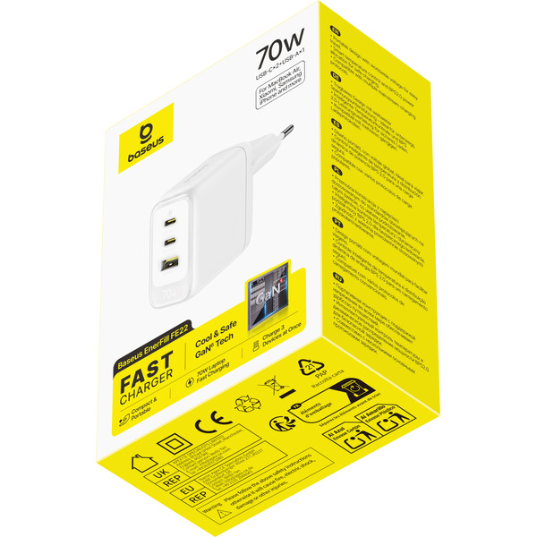 Сетевое зарядное Baseus EnerFill FE22 70W E0123501 (белый)