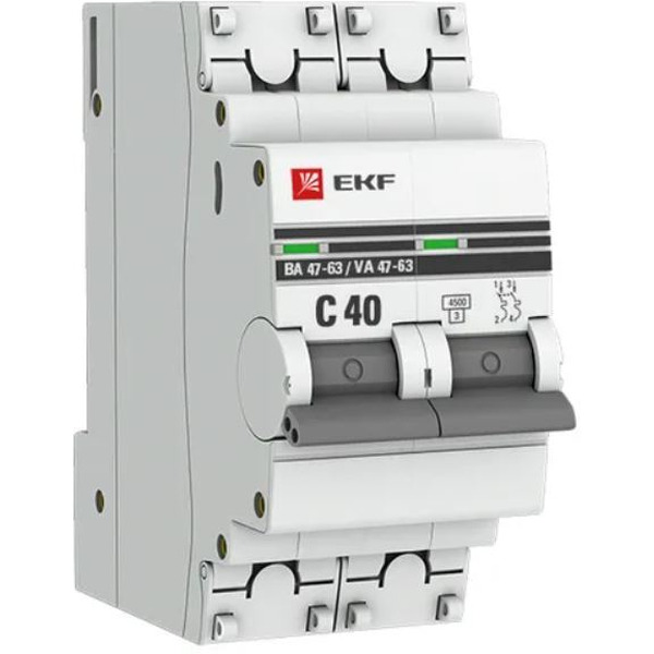 Выключатель автоматический EKF PROxima ВА 47-63 2P 40А (C) 4.5kA