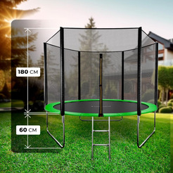 Батут GetActive Jump 10FT с внешней сеткой и лестницей зеленый (J10L)