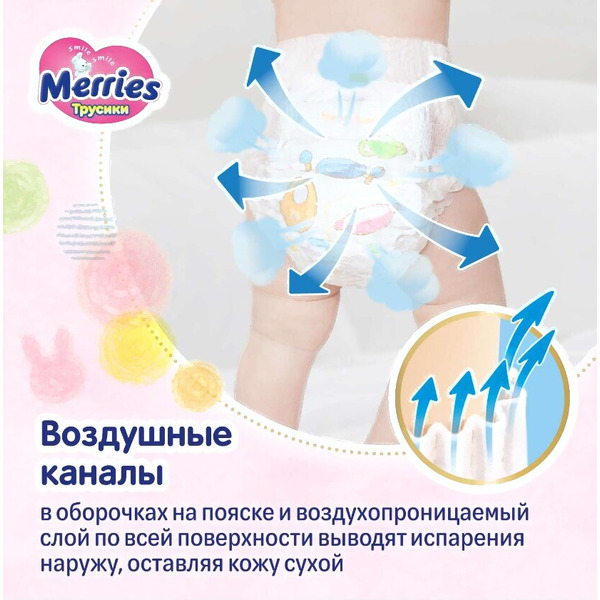 Подгузники-трусики детские Merries XXL 15-28кг (30шт)