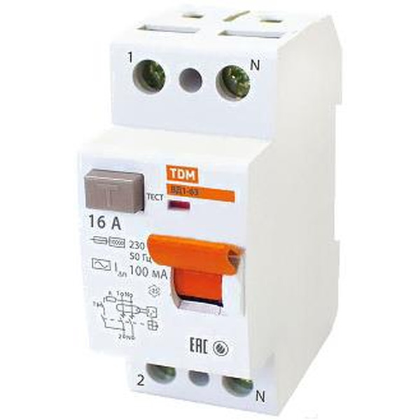 Устройство защитного отключения TDM ВД1-63-2Р-63А-30мА SQ0203-0019