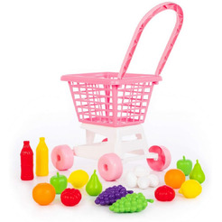 Тележка Полесье "Supermarket" №1 (розовая) + набор продуктов  68477