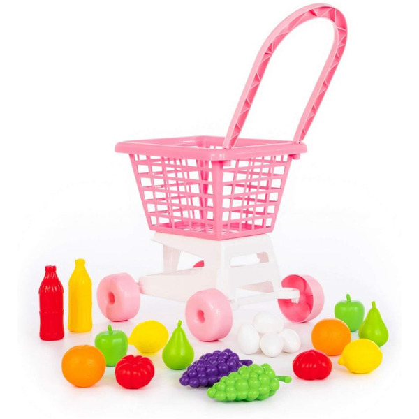 Тележка Полесье "Supermarket" №1 (розовая) + набор продуктов  68477