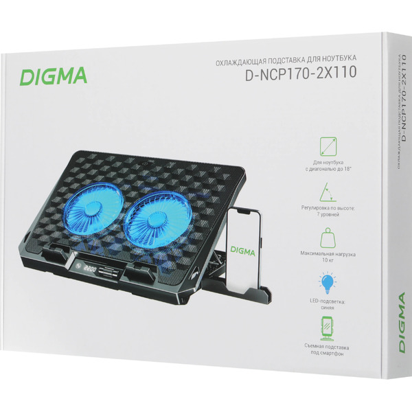 Подставка для ноутбука Digma D-NCP170-2x110RGB