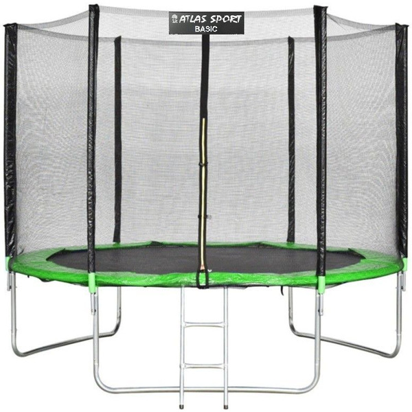 Батут пружинный ATLAS SPORT 10FT BASIC green (с защитной сеткой и лестницей)