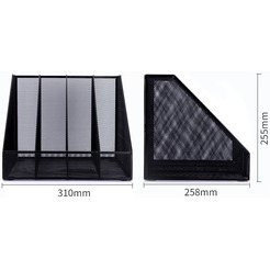 Лоток для бумаг DELI 78986 (черный, вертикальный, 4 отделения, металлическая сетка )