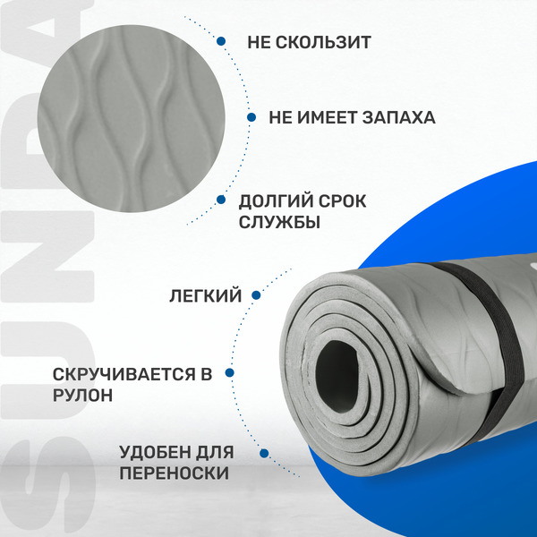 Коврик для йоги и фитнеса Sundays Fitness IR97505C (серый)