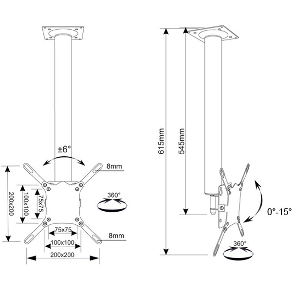 Кронштейн потолочный ELECTRICLIGHT КБ-01-76, черный