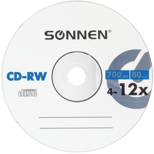 CD-RW SONNEN 700Мб 4-12x, набор 50 шт. 512578