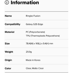 Чехол Ringke FUSION для Galaxy S25 Edge MATTE CLEAR