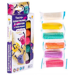 Набор для детской лепки GENIO KIDS-ART «Тесто-пластилин 6 цветов с блёстками» TA1091