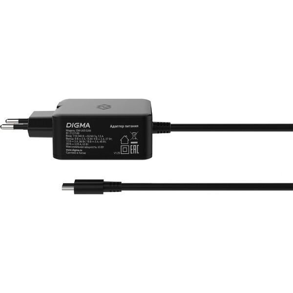 Сетевое зарядное Digma DM-U65-GAN