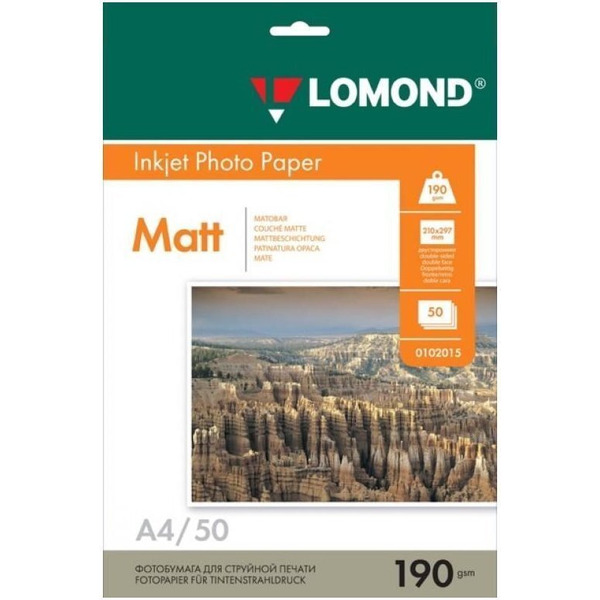 Фотобумага Lomond Матовая двусторонняя A4 190 г/кв.м. 50 листов (0102015)