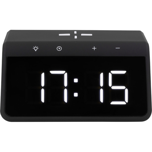 Часы-будильник с быстрой беспроводной зарядкой и ночником EVOLUTION QWC-102 (черный)
