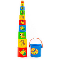 Пирамидка Полесье Занимательная пирамидка 3 (11 элементов, в сеточке)