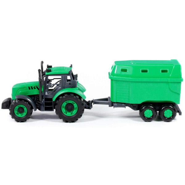 Трактор Полесье Прогресс с прицепом для перевозки животных инерционный (зелёный) 94643