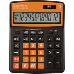 Калькулятор BRAUBERG Extra Color-12-BKRG 250478 (черный/оранжевый)