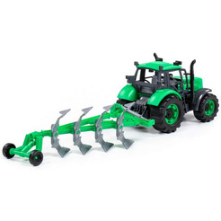 Трактор Полесье Прогресс с плугом 91307 (зеленый)