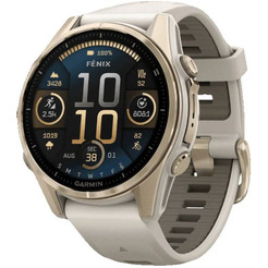 Умные часы Garmin Fenix 8 Sapphire 43мм (золотистый, дымчато-серый ремешок)