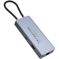 Док-станция для ноутбука Hoco HB51 6в1 Type-C - HDTV+RJ45+PD+USB3.0x3 (глубокий космический серый)